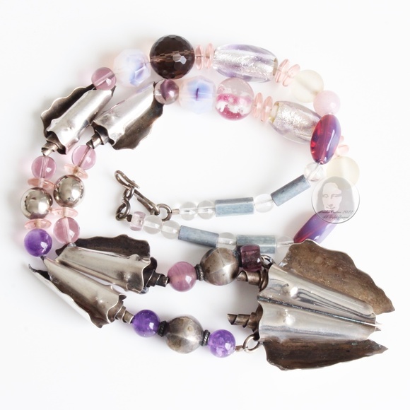 Vintage Necklace Semi Precious Stones Sterling Jeremy & Carrie Gicker 1980s HTF - Picture 12 of 13